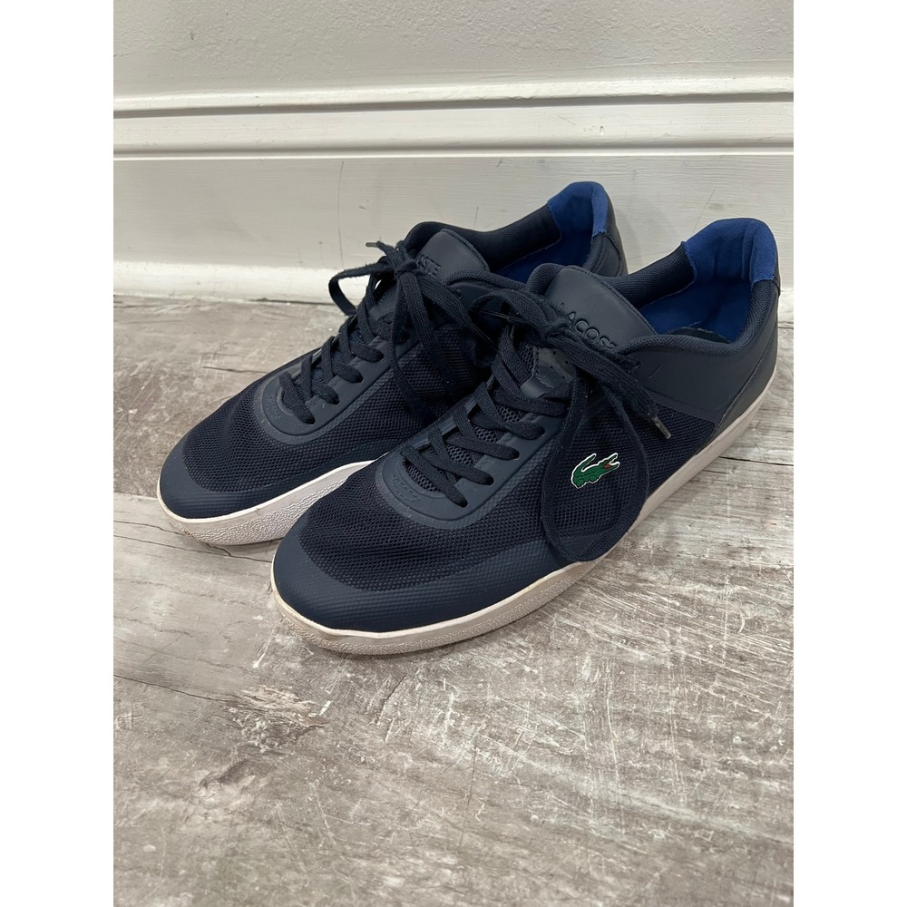 Lacoste Men's Tramline 116 Sneakers Navy Blue Mesh Vibram Sole Shoes Size 10